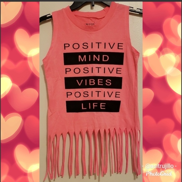 On Fire Other - 🎁🆕️ NWT Hot Pink Girls Fringed Positivity Tee 12